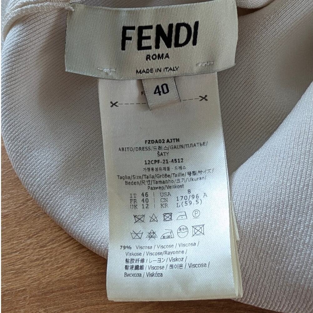 FENDI Dress Womens IT40 White Sleeveless Logo Bodycon Mini - Picture 13 of 16